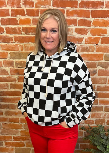 Black & White Checked Hoodie