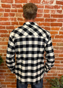 Black & White Buffalo Plaid Flannel Shirt