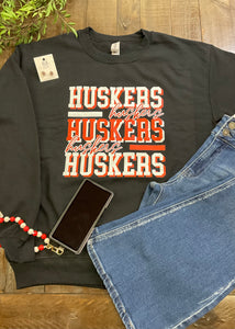 Black Repeating Husker Sweatshirt