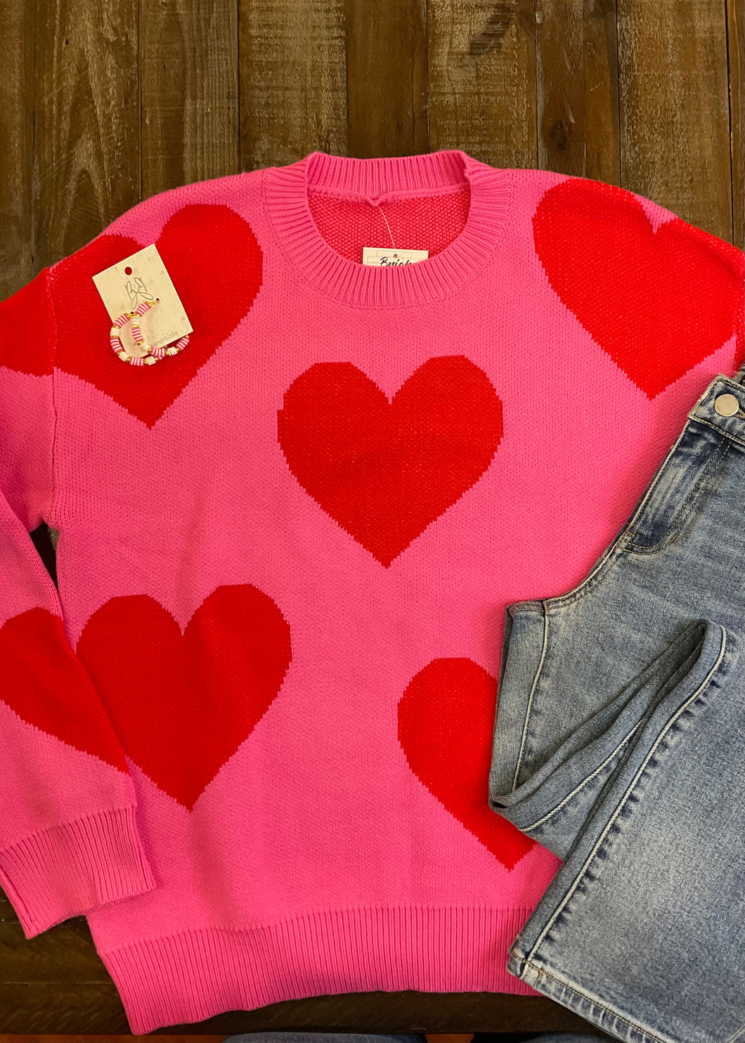 Pink & Red Hearts Sweater