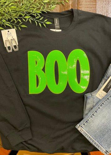 Black & Green Boo Sweatshirt