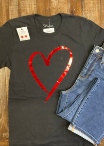 Black Foil Heart Tee