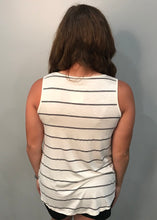 Ivory Striped Tank with Pocket