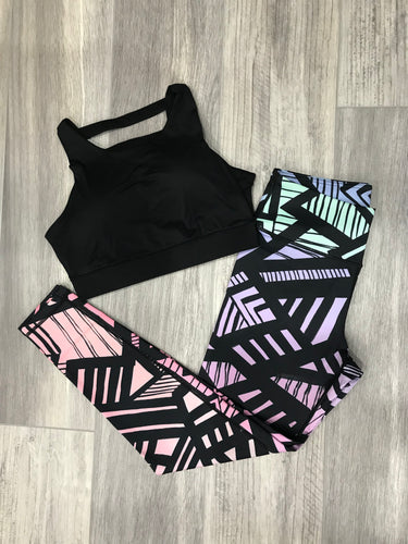 Black Strappy Back Sports Bra